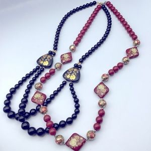 2 Gorgeous Japanese Beaded Necklaces Estate Jewelry